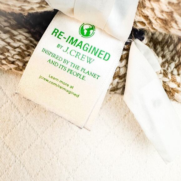 J. Crew Banded Woven Knitted Turtle Neck Top Beige Blue Size L - Picture 5 of 7